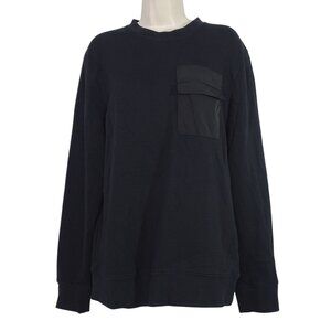 H&M Black Long Sleeve Pullover Crewneck Sweatshirt Men Size M Front Flap Pocket